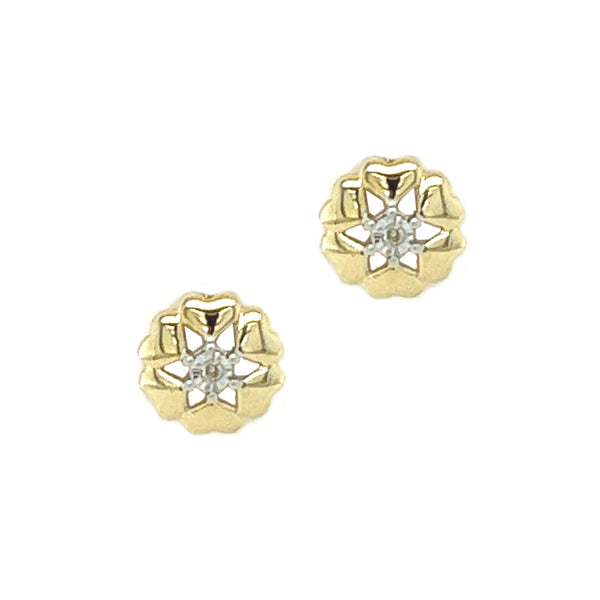 9ct Gold Illusion Set Diamond Stud Earrings