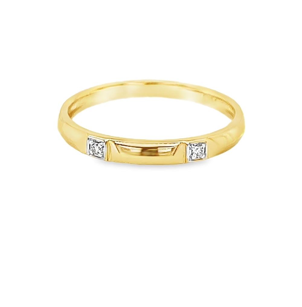 2 Stone Diamond Set Band Ring 9ct Gold