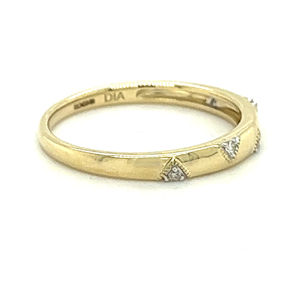 Diamond 5 Stone 3mm Band Ring 9ct Gold SIDE