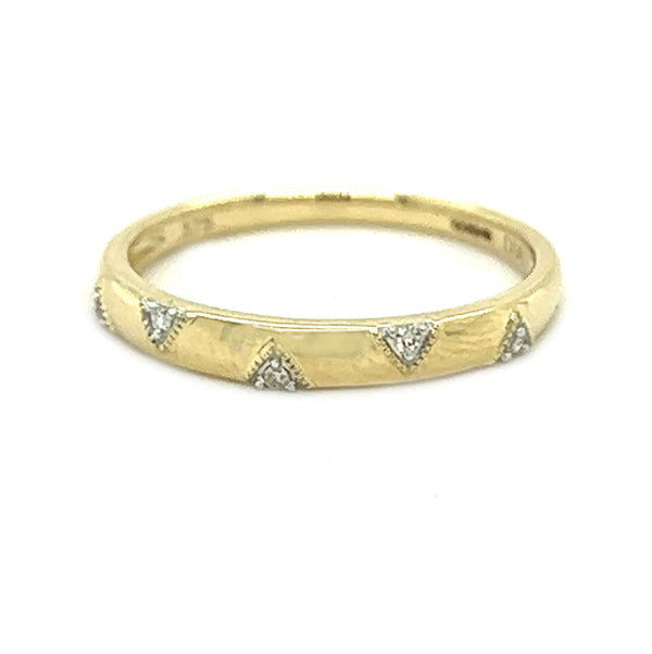 Diamond 5 Stone 3mm Band Ring 9ct Gold