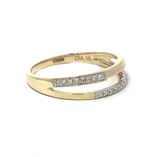 Two Row Diamond 19 Stone Ring 9ct Gold side