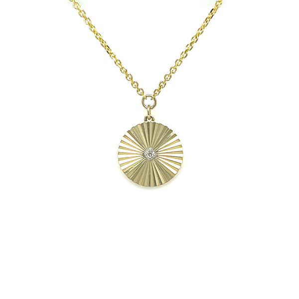 9ct Gold Faceted Disc Diamond Necklace