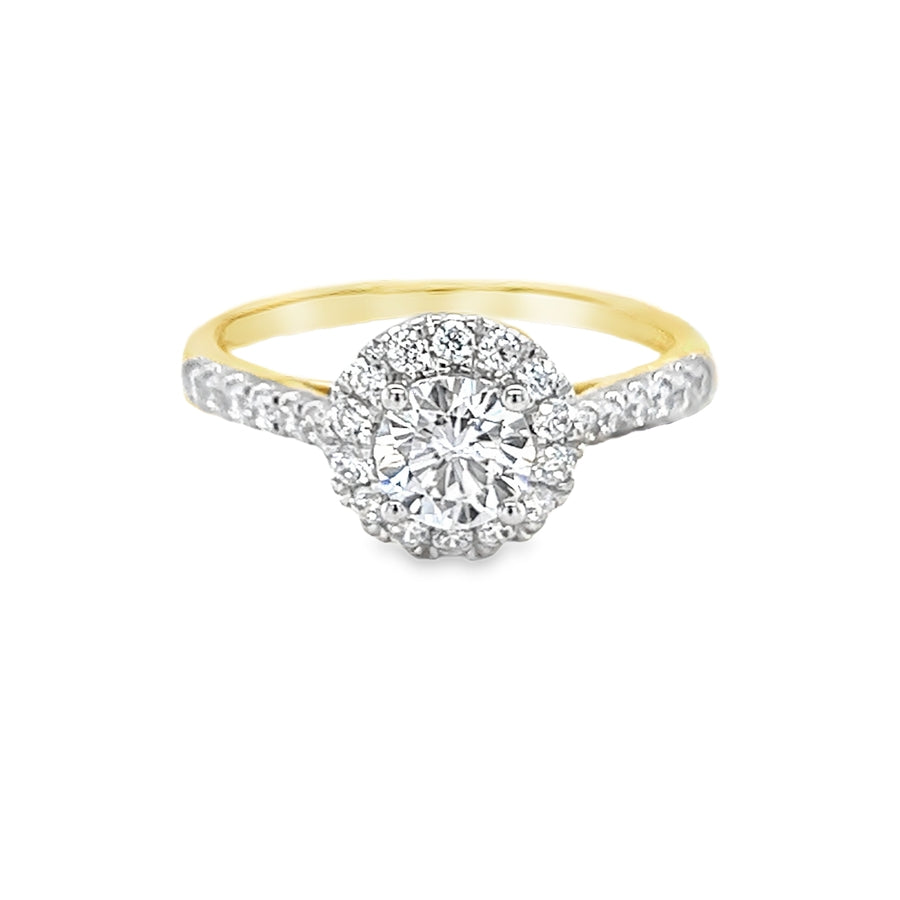 9ct Gold CZ Halo Cluster Ring