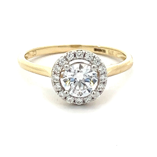 Cubic Zirconia Halo Engagement Ring 9ct Gold