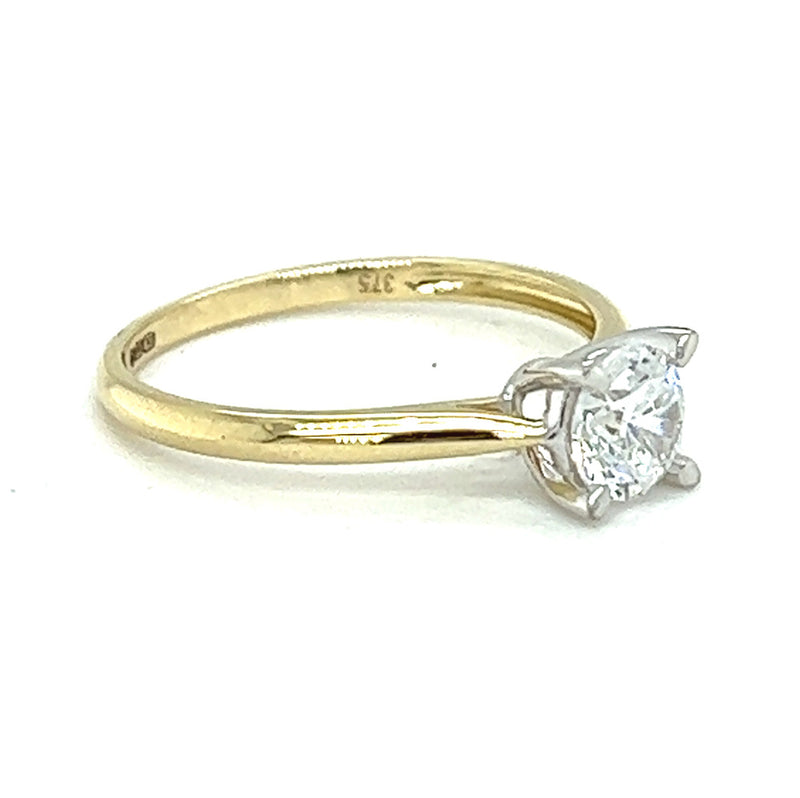 Solitaire Cubic Zirconia Engagement Ring 9ct Gold side
