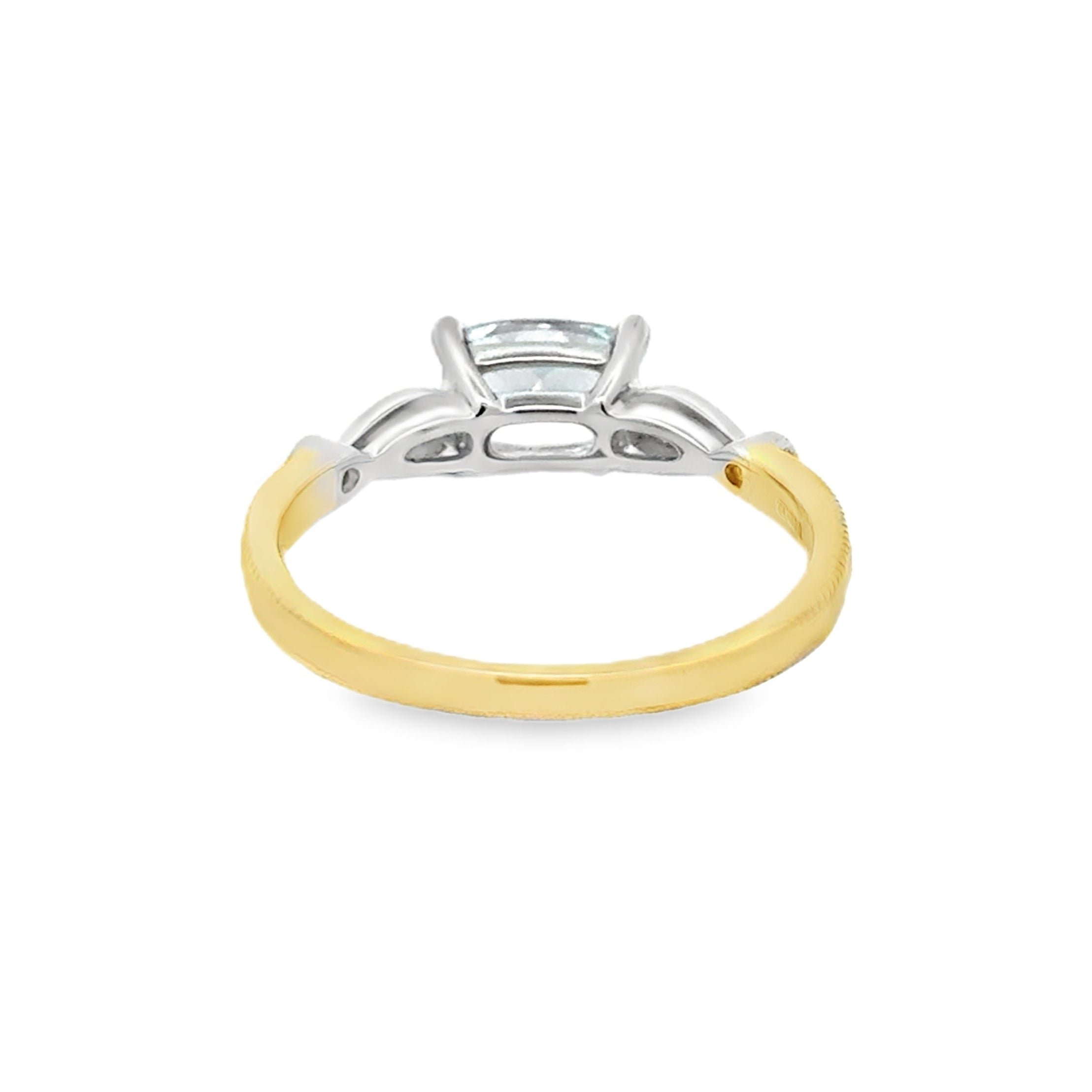 9ct Gold Cushion Aquamarine & Diamond Ring