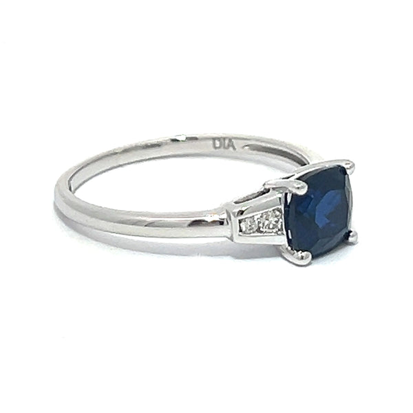 Created Sapphire & Diamond Ring 9ct White Gold side