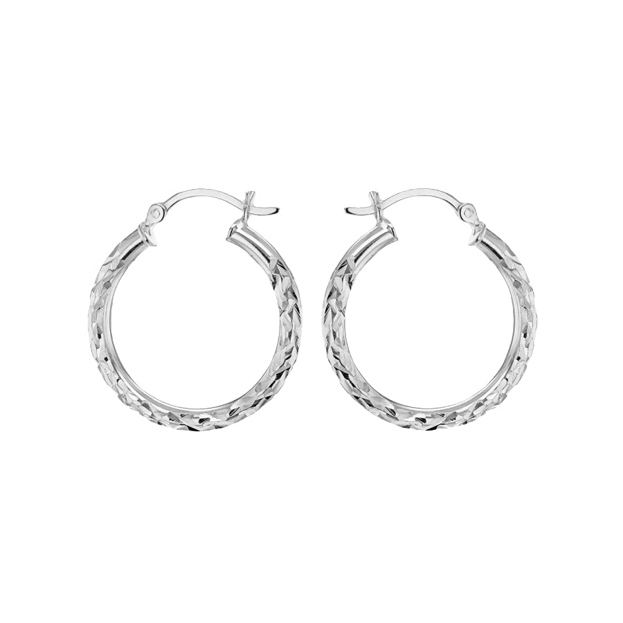 Sterling Silver 25mm Diamond Cut Hoop Earrings
