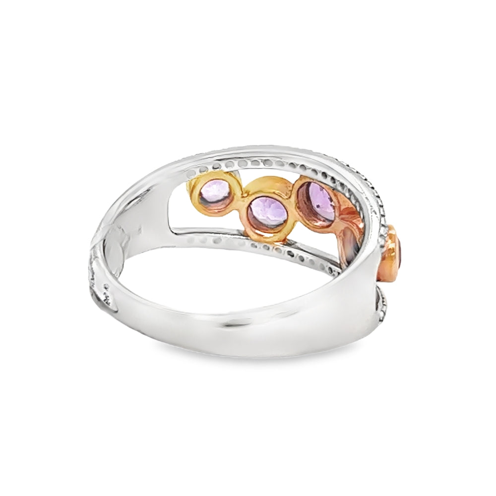 Amethyst & Diamond 9ct White and Rose Gold Ring