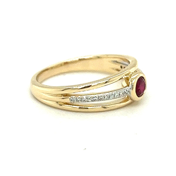 Ruby & Diamond Ring in 9ct Gold by Amore SIDE