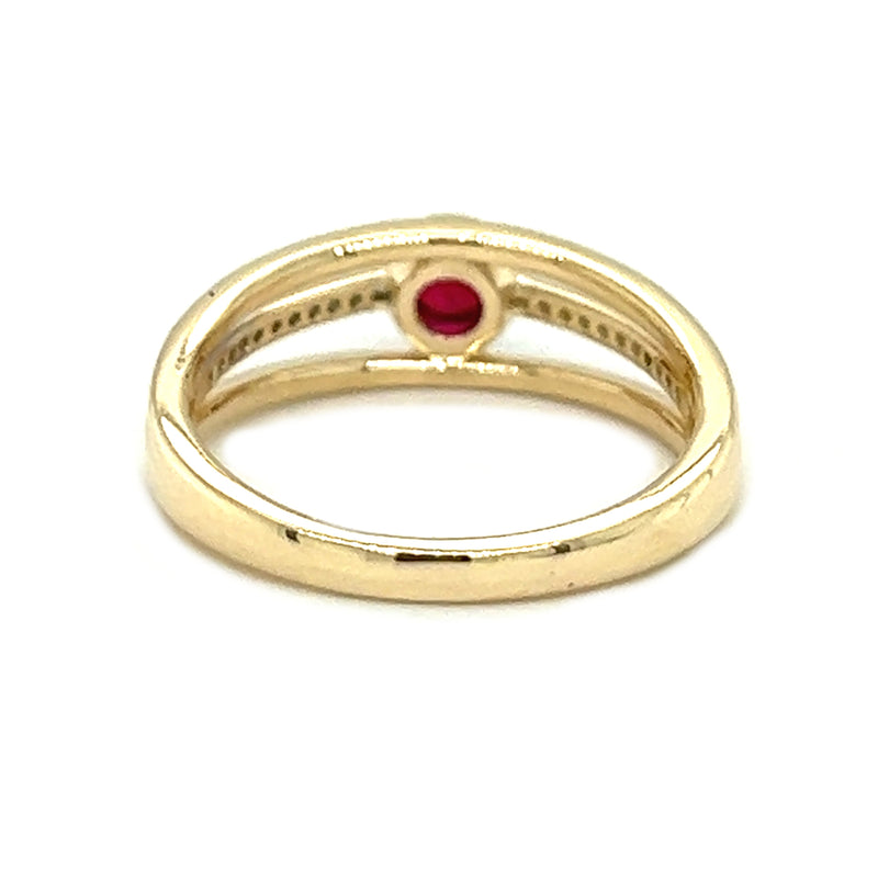 Ruby & Diamond Ring in 9ct Gold by Amore REAR