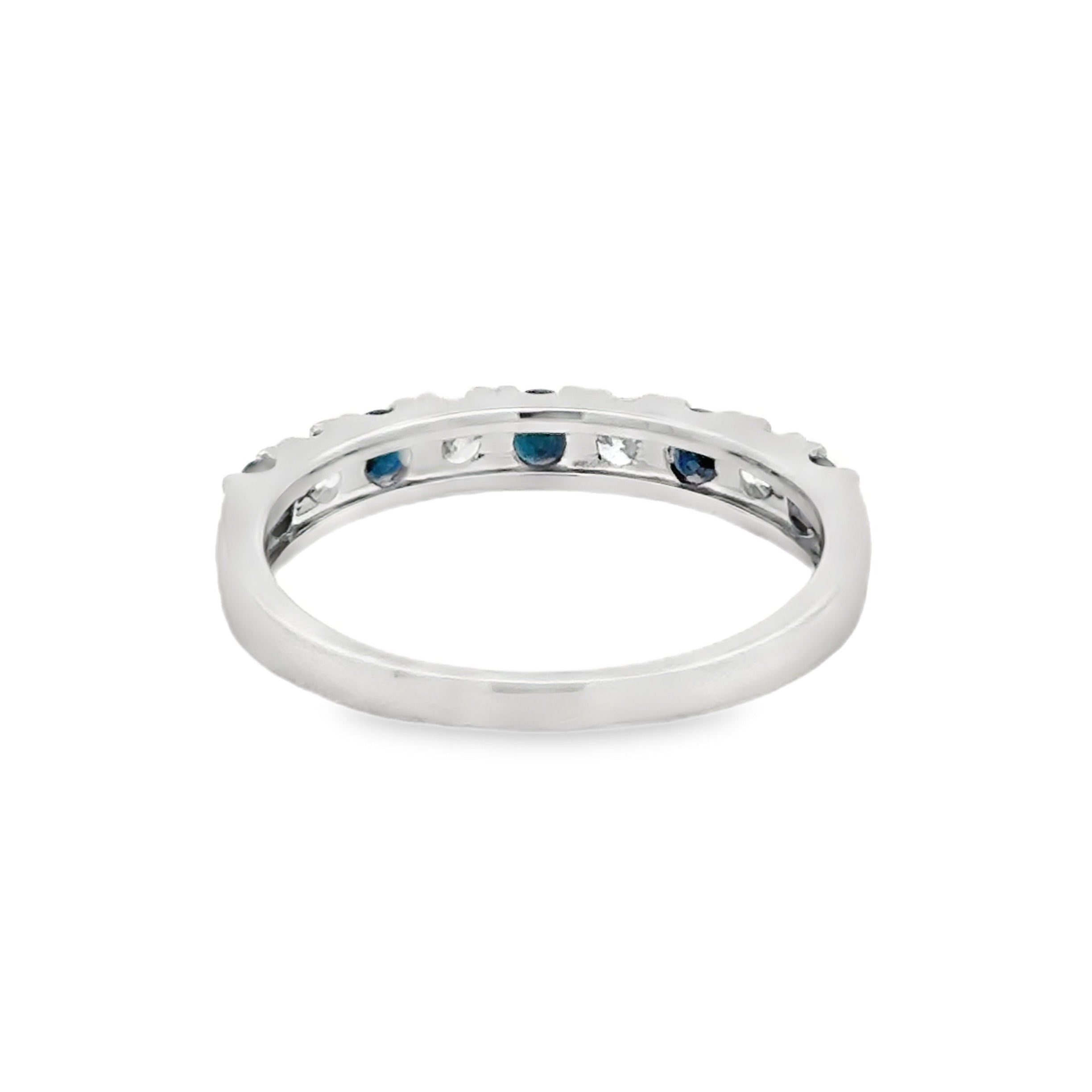 Sapphire & Diamond 9 Stone Eternity Ring 9ct White Gold rear