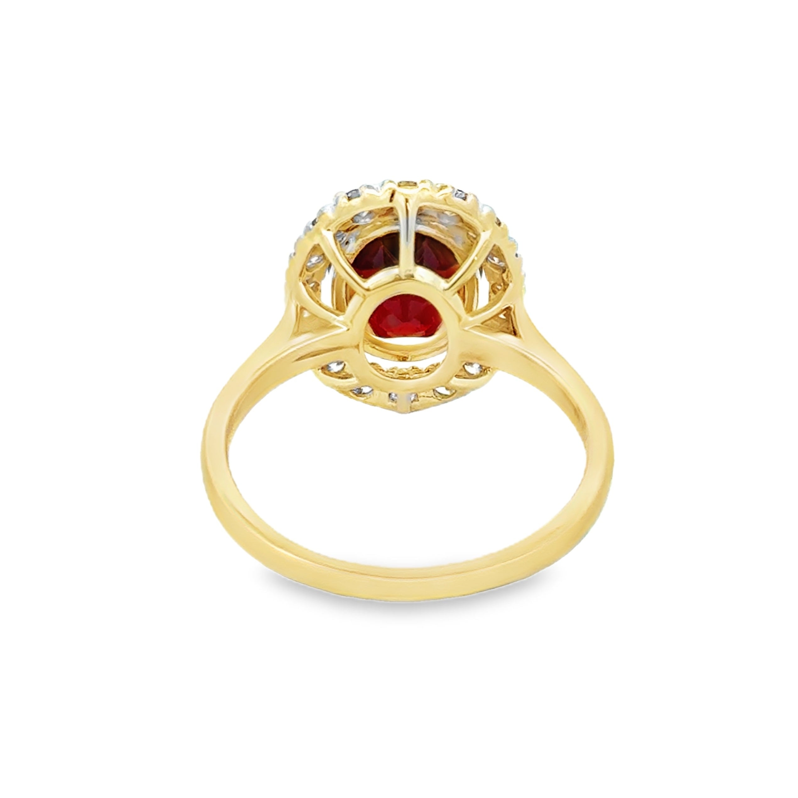 9ct Gold Oval Garnet & Diamond Cluster Ring rear