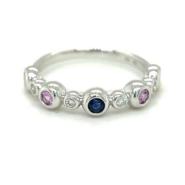 9ct White Gold Mixed Sapphire Ring by Amore