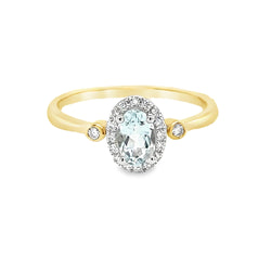 9ct Yellow Gold Aquamarine & Diamond Ring by Amore 8590YWD/AQ