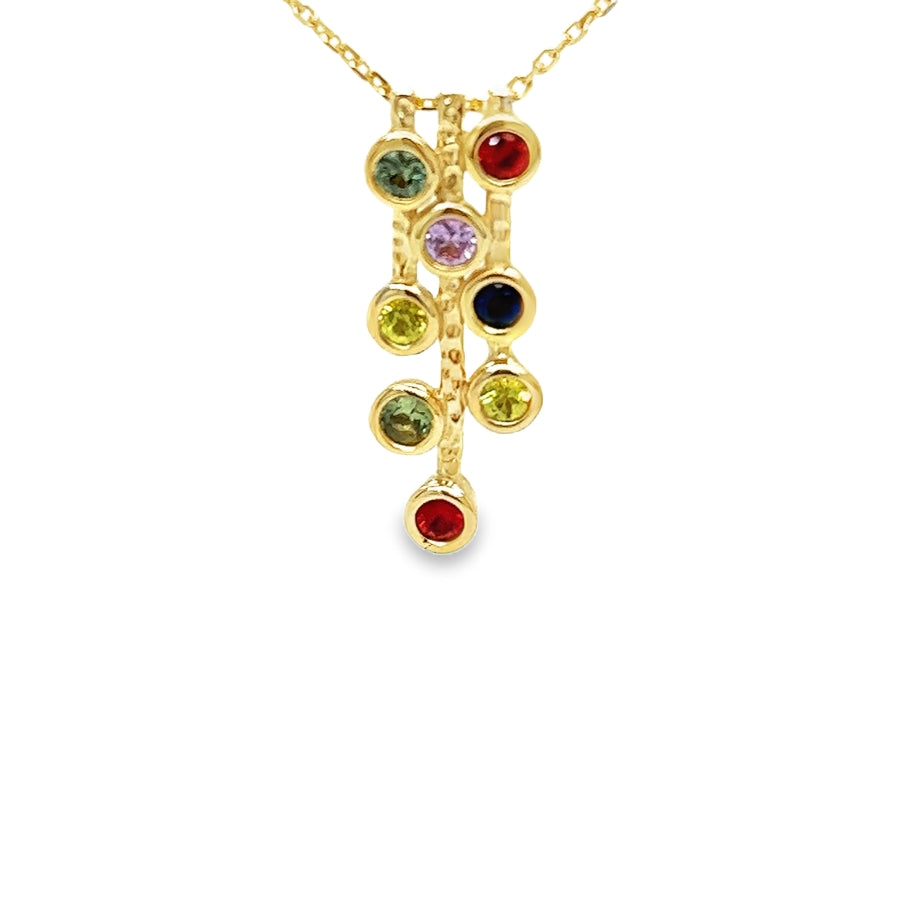 9ct Gold Multi Coloured Sapphire Pendant by Amore