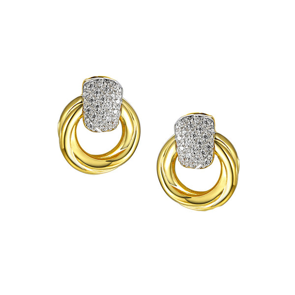 9ct Gold & Diamond Rope Circle Earrings by Amore 8667