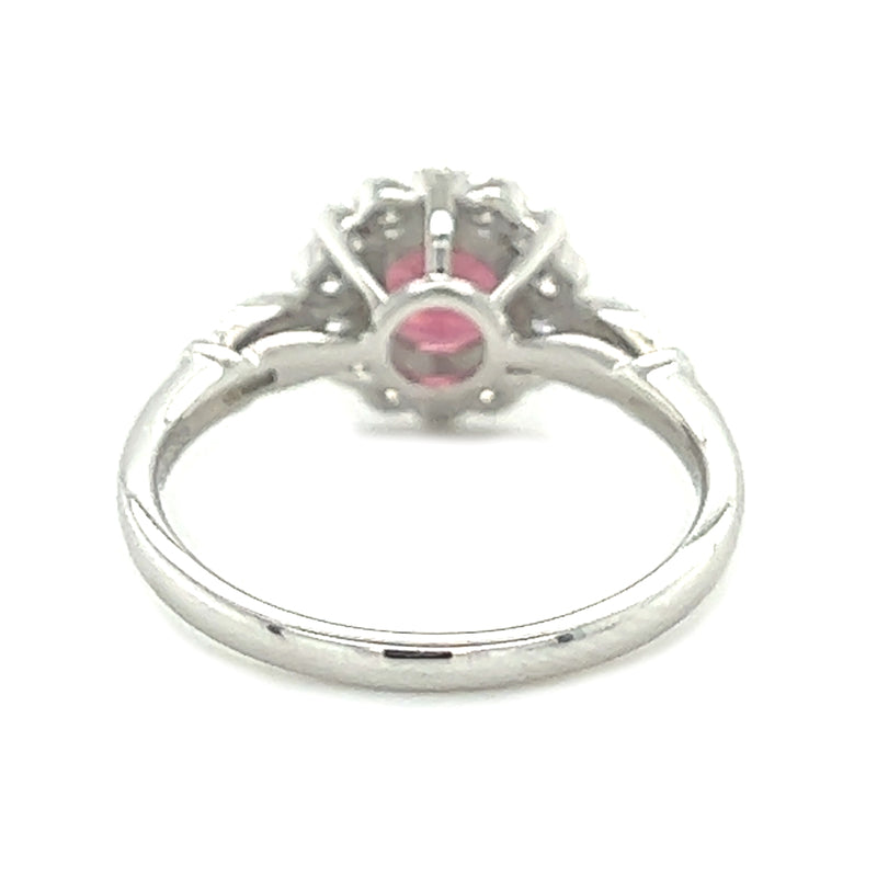 18ct White Gold Pink Tourmaline & Diamond Ring REAR