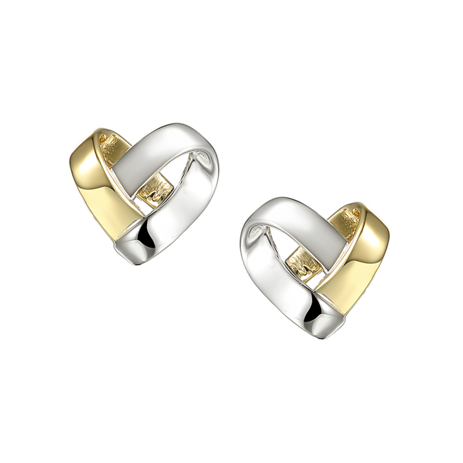 9ct 2 Colour Gold Heart Earrings by Amore