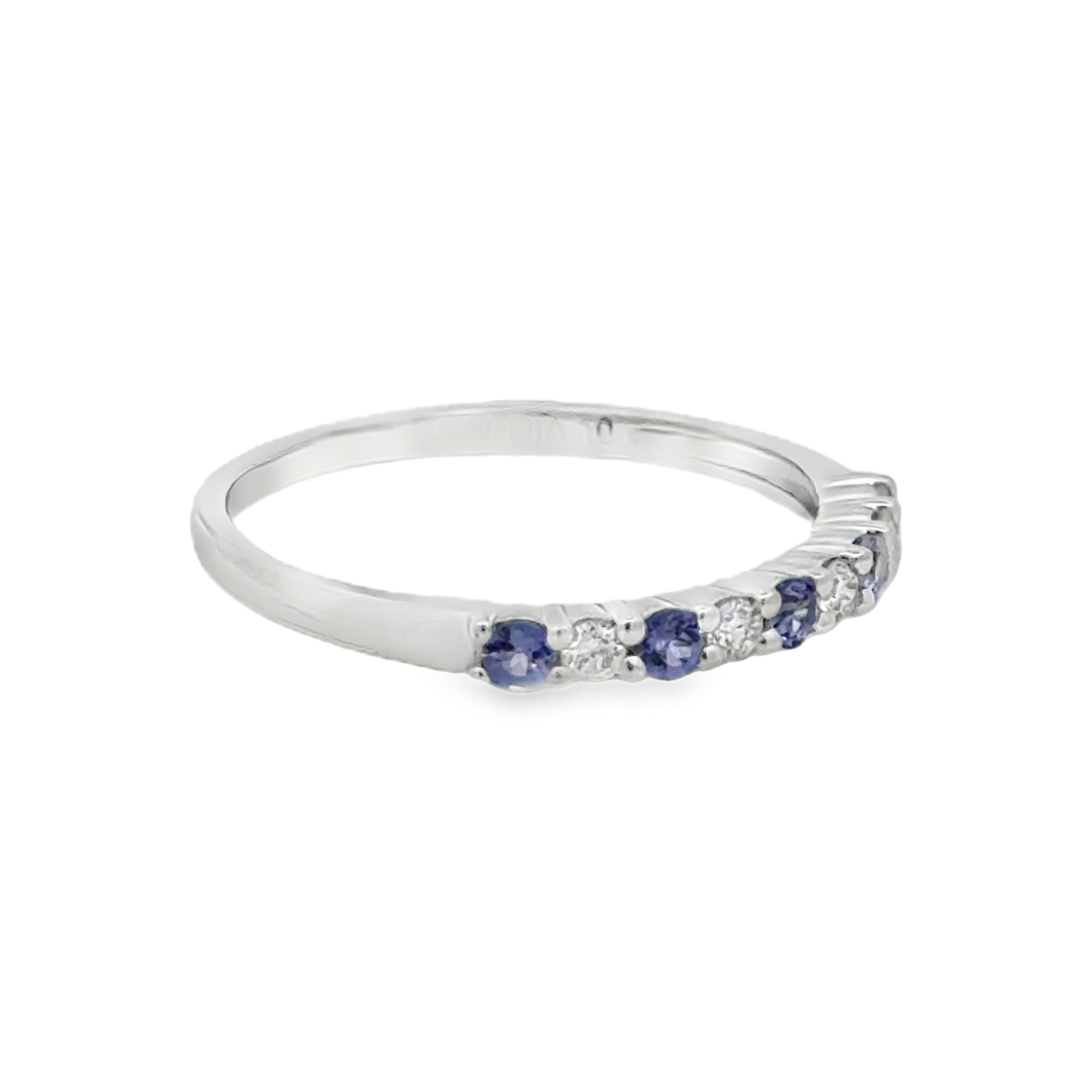 Tanzanite & Diamond 9 Stone Eternity Ring SIDE