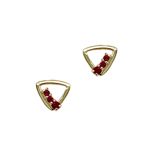 Ruby Triangular Stud Earrings 9ct Gold