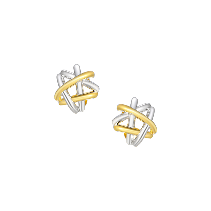 Tijuana 2 Colour Gold Open Star Earrings by Amore