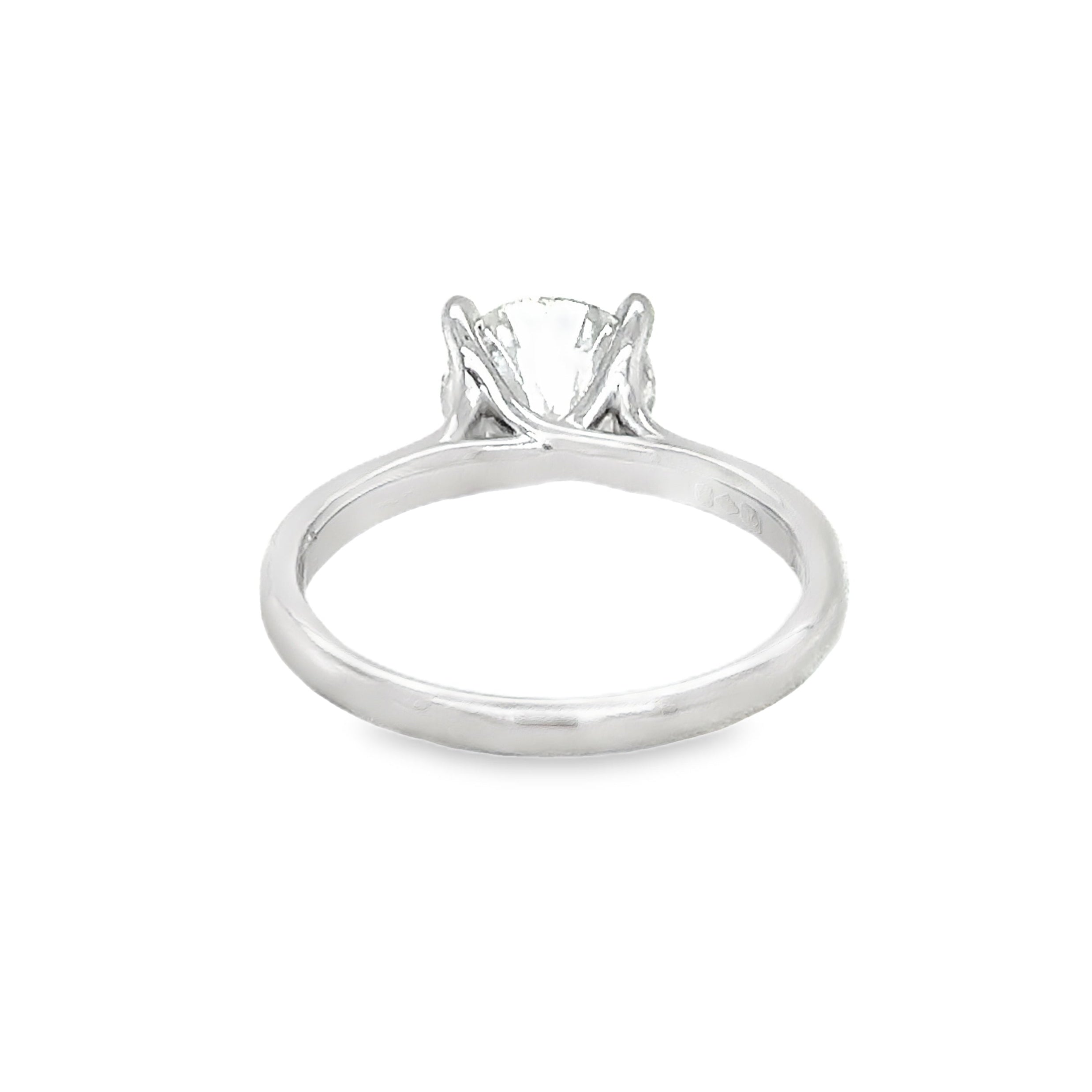 Platinum Solitaire Lab Grown Diamond Engagement Ring 2.00ct rear