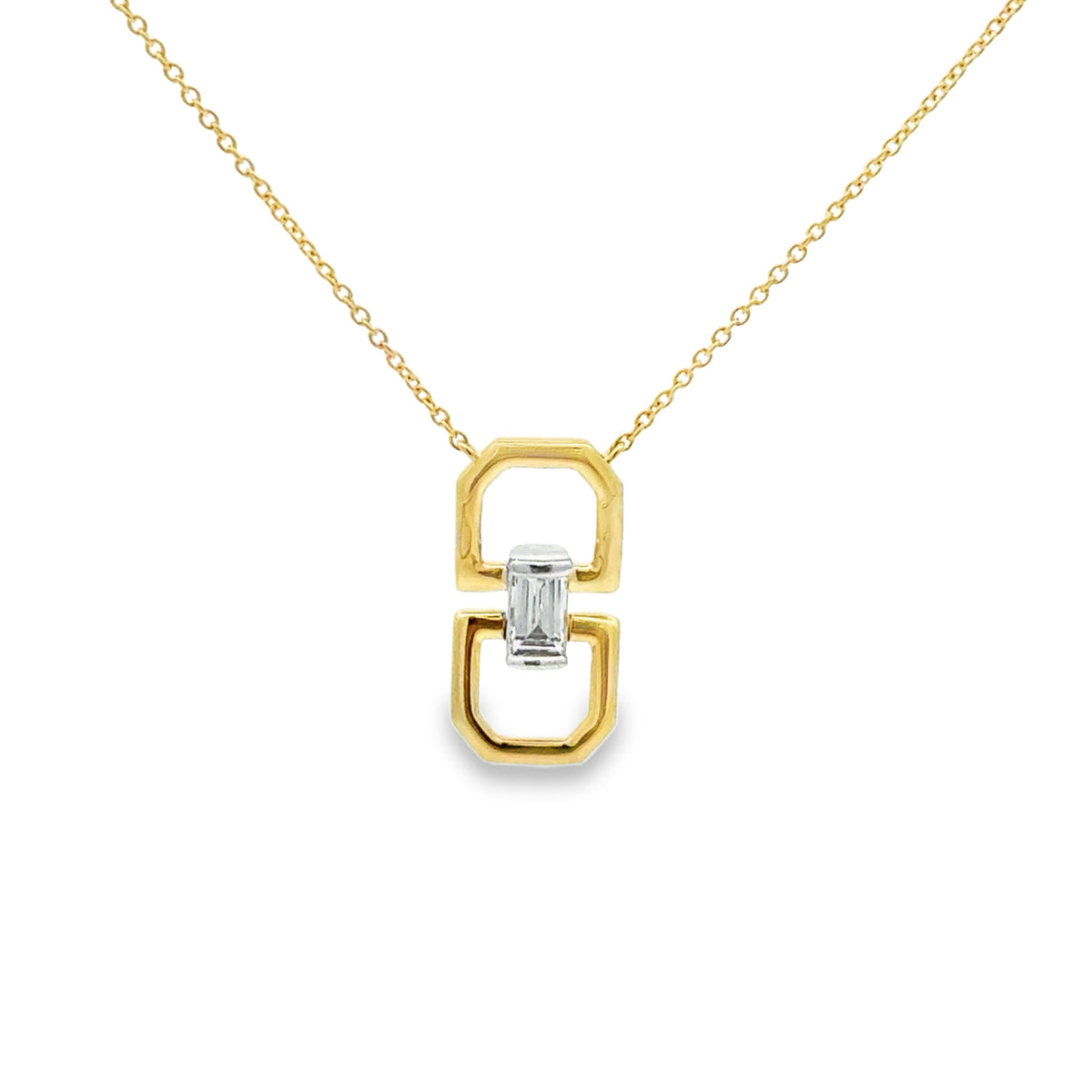 Lab Grown Baguette Cut Diamond Necklace 9ct Gold