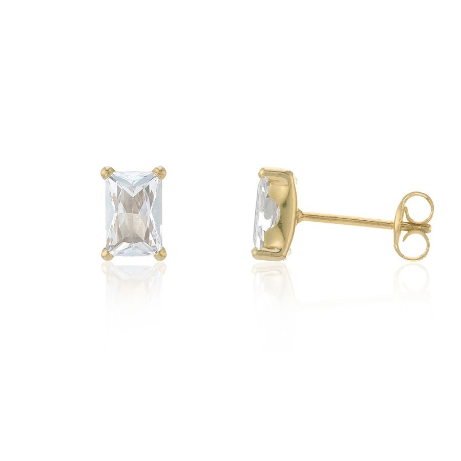 9ct Yellow Gold Rectangular CZ Earrings