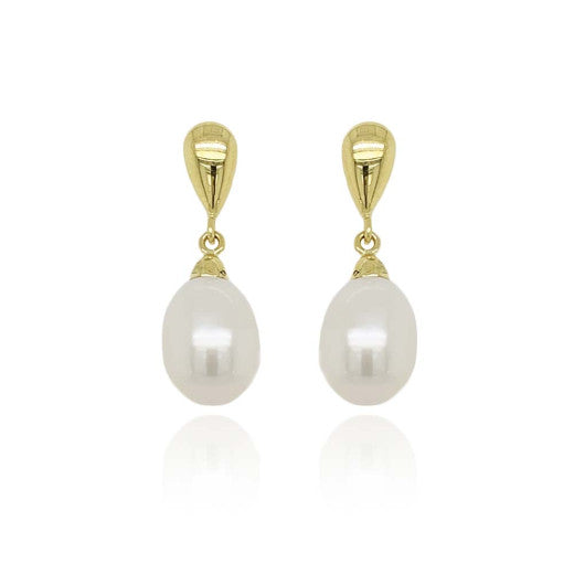 9ct Yellow Gold Teardrop Pearl Earrings