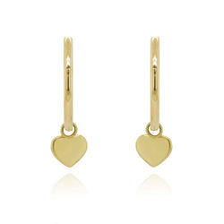 9ct Yellow Gold 18mm Heart Hoop Earrings