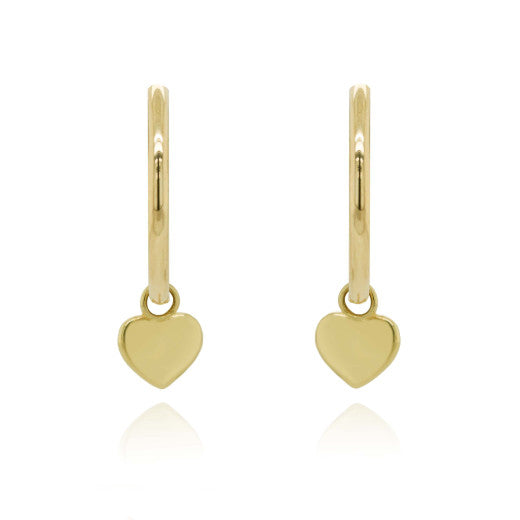 9ct Yellow Gold 18mm Heart Hoop Earrings