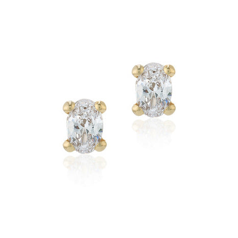 9ct Yellow Gold Oval CZ Earrings