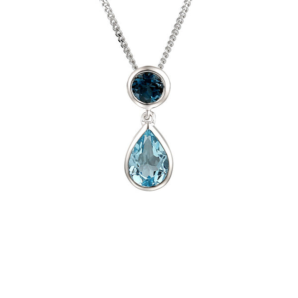Sterling Silver Topaz Drop Necklace by Amore