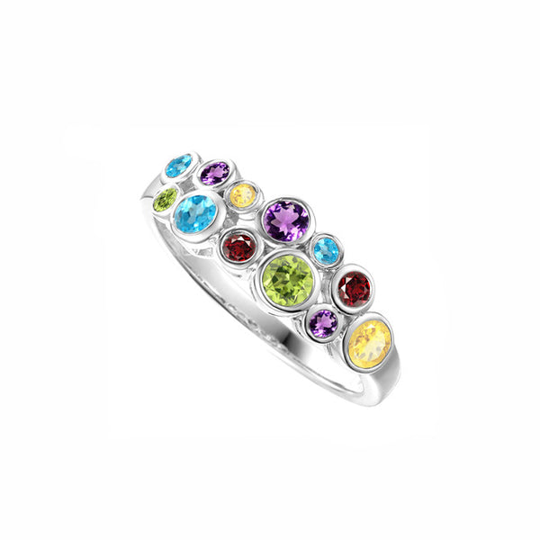 Multi Gem Sterling Silver Rhapsody in Colour Ring by Amore