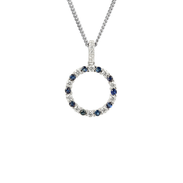Circle of Life Sapphire & CZ Necklace Sterling Silver