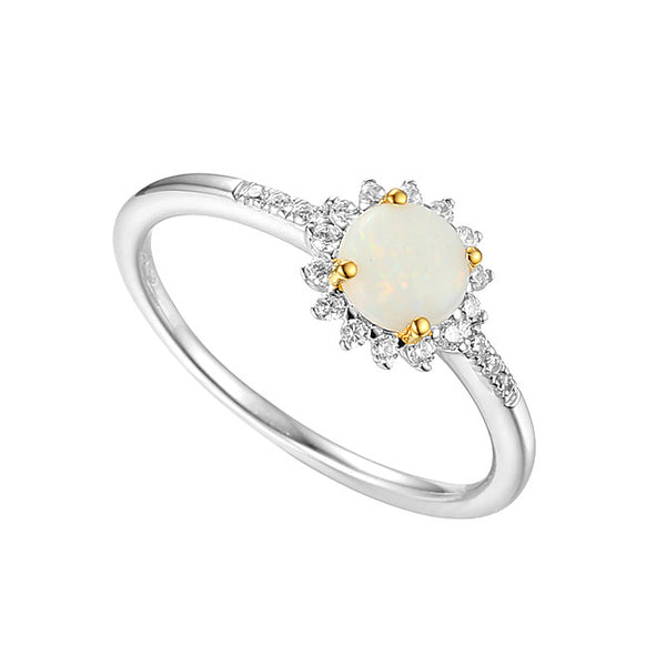 Amore Shimmer Opal & CZ Silver Ring 9223