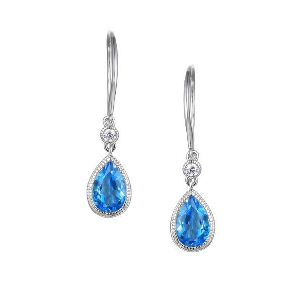 Amore Silver Devotion Blue Topaz Earrings