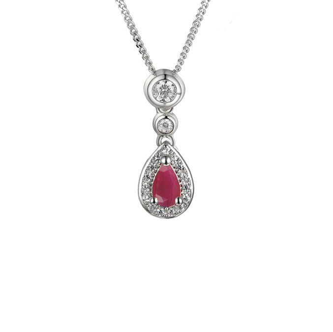 Amore Sterling Silver Ruby & CZ Necklace