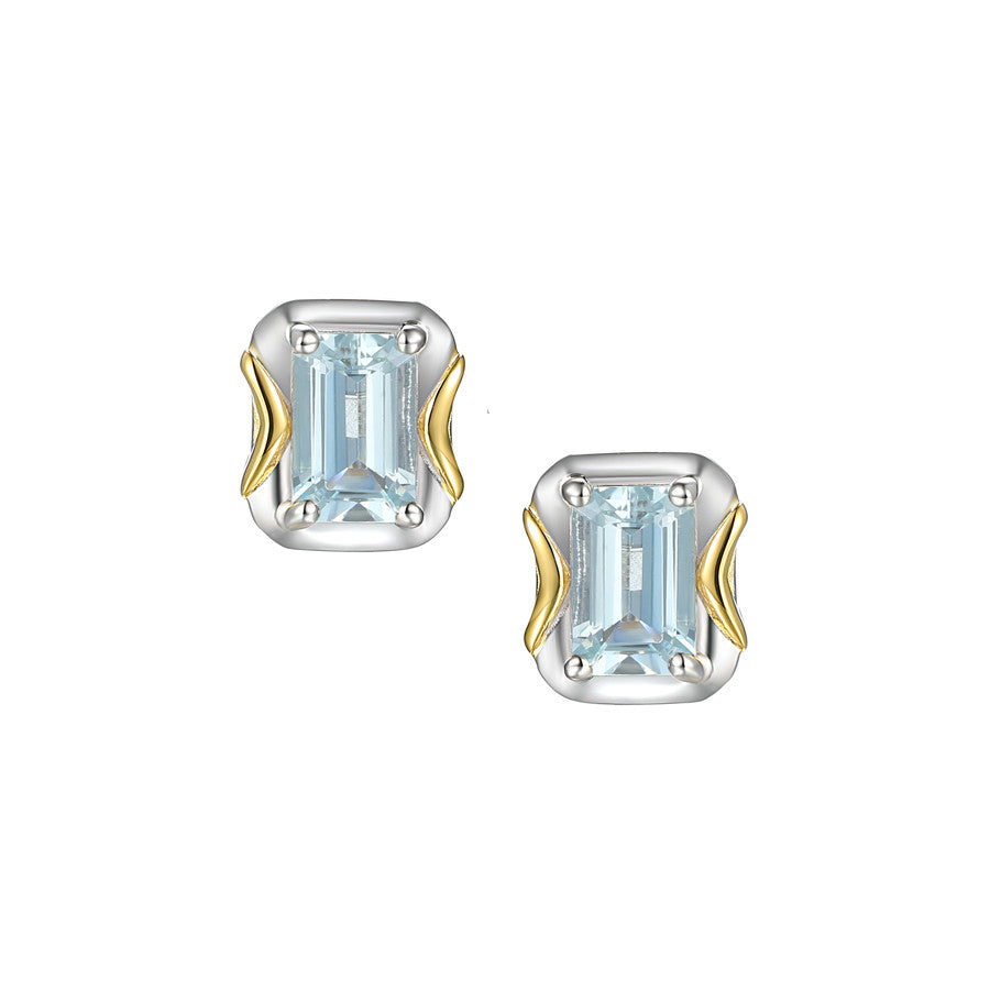 Amore Silver Contour Aquamarine Earrings