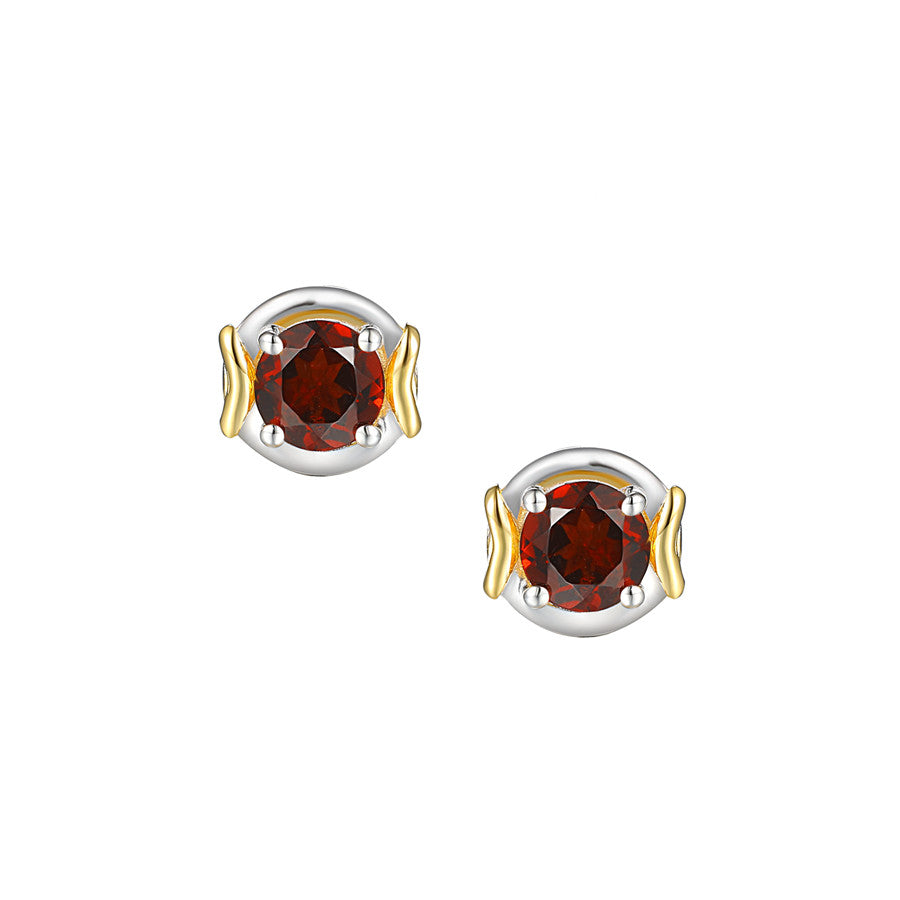 Silver & Garnet January Compass Earrings by Amore