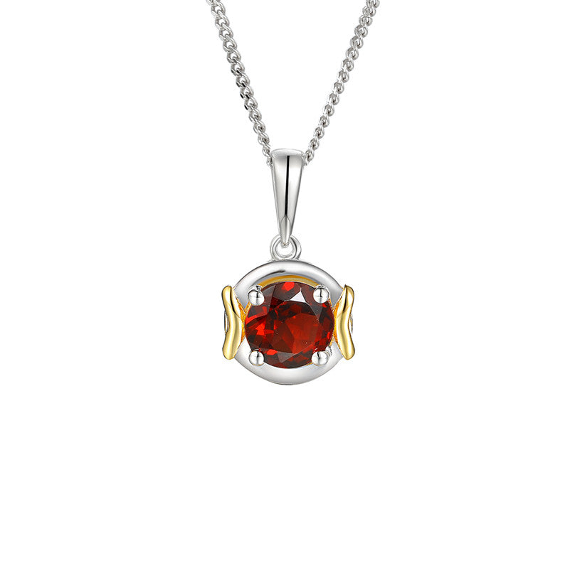 Silver & Garnet January Compass Necklace by Amore