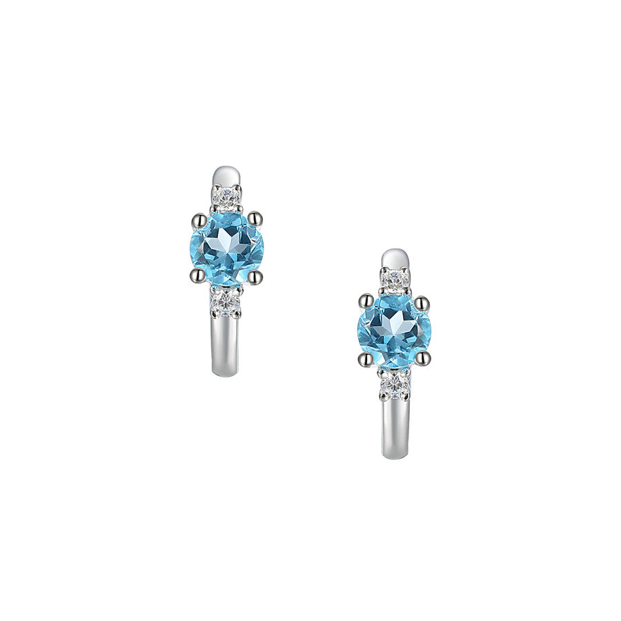 Amore Ellipse Blue Topaz Hoop Earrings