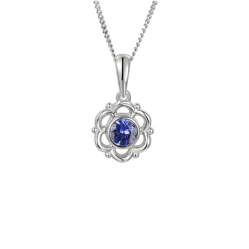 Amore Sterling Silver Tanzanite Eagle Eye Necklace