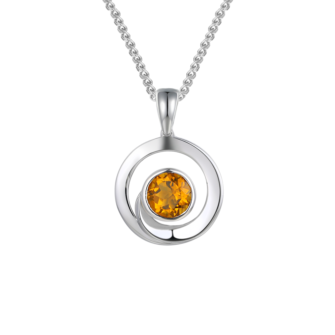 Amore Sterling Silver Citrine Curling Necklace