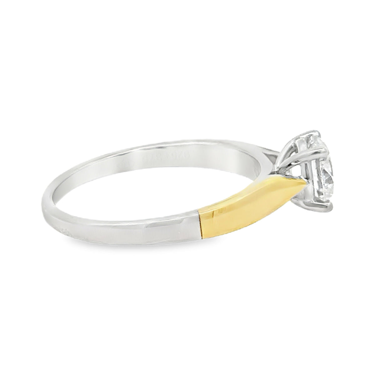 Lab Grown Diamond Brilliant Cut 1.00ct Solitaire Ring Sterling Silver & 9ct Gold SIDE