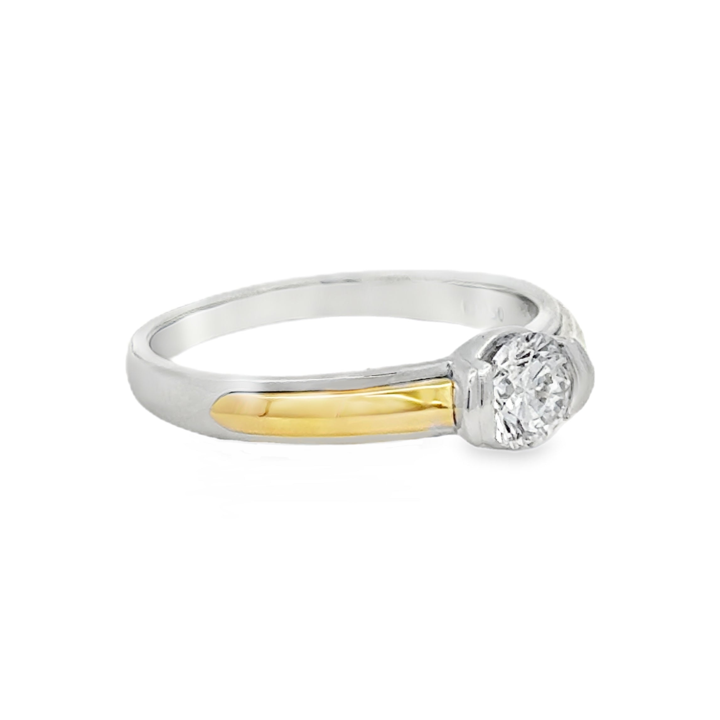 Lab Grown Diamond Brilliant Cut 0.50ct Solitaire Ring Sterling Silver & 9ct Gold SIDE