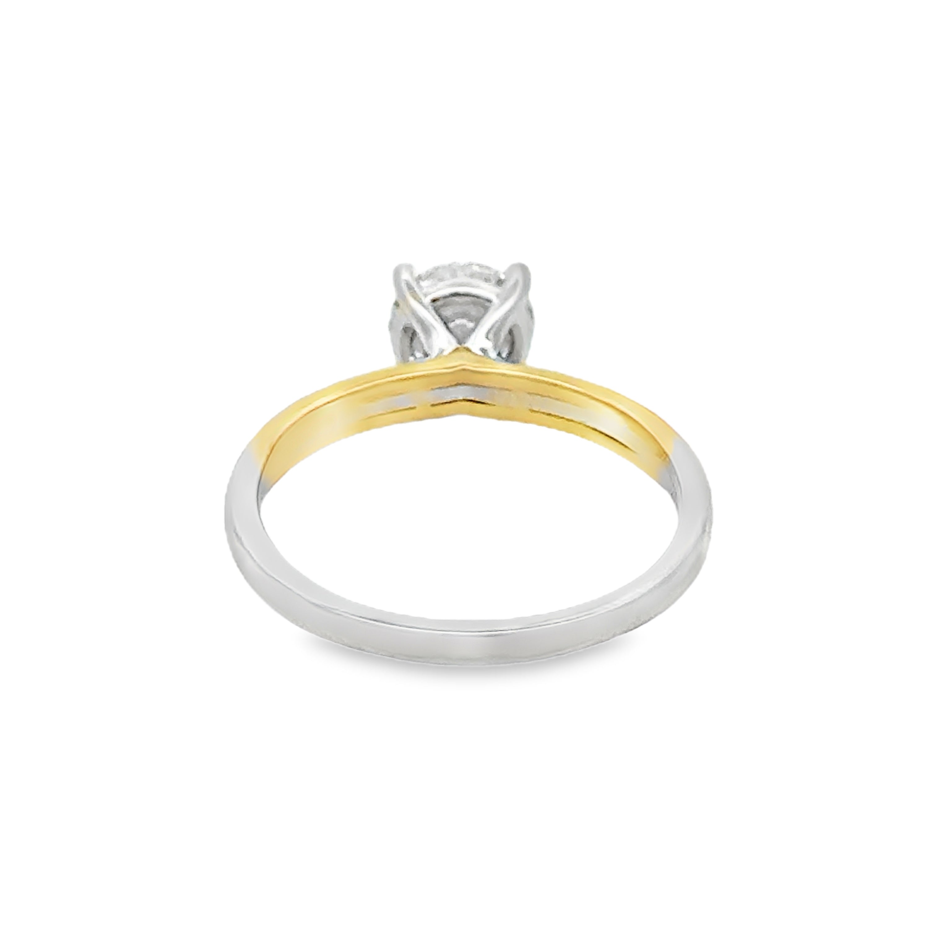 Lab Grown Diamond Brilliant Cut 1.00ct Solitaire Ring Sterling Silver & 9ct Gold REAR