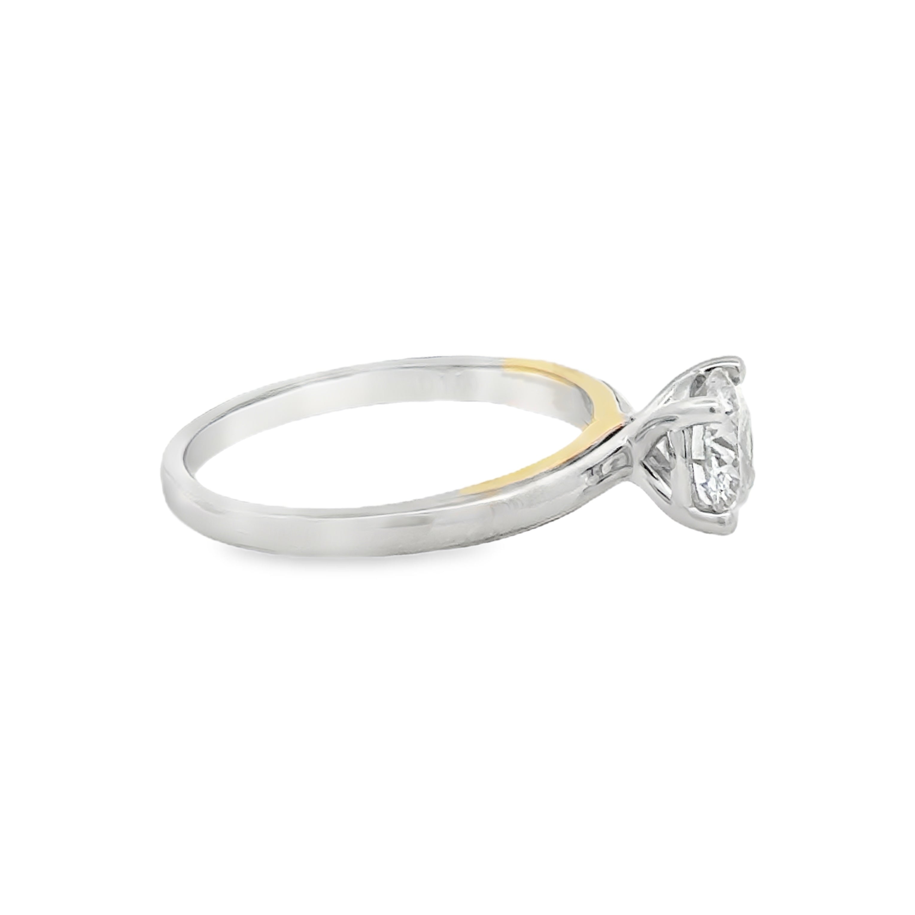 Lab Grown Diamond Brilliant Cut 1.00ct Solitaire Ring Sterling Silver & 9ct Gold SIDE
