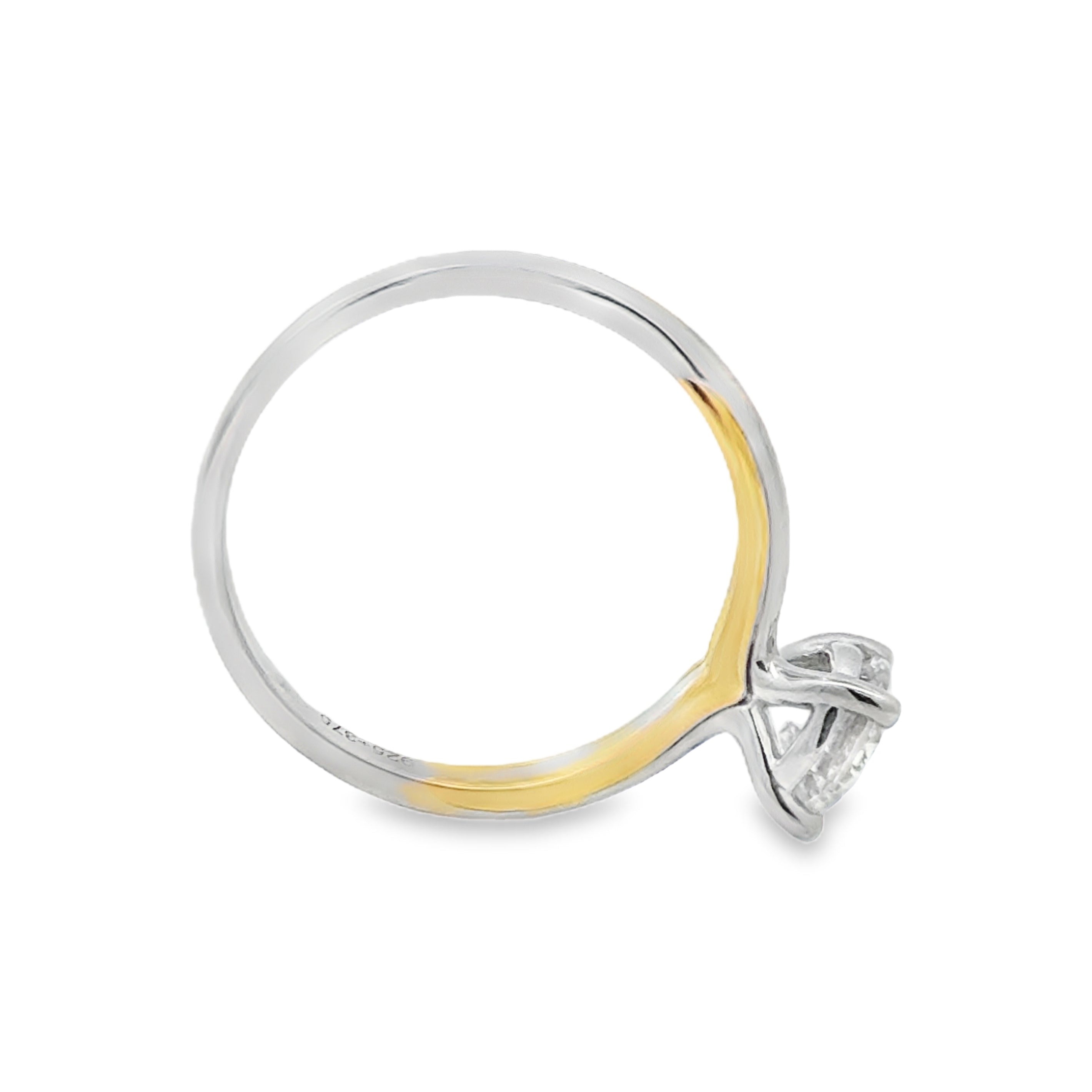 Lab Grown Diamond Brilliant Cut 1.00ct Solitaire Ring Sterling Silver & 9ct Gold PROFILE